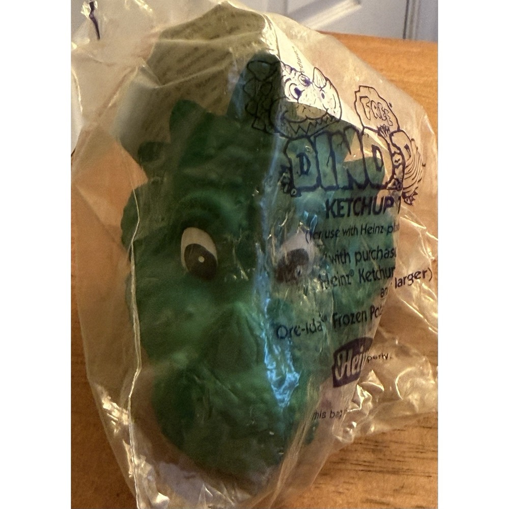 Vintage 1992 Heinz Ore-Ida Purple Dino-Pour Ketchup Topper – New In Pack Green